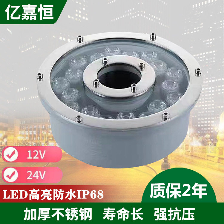 led喷泉灯假山池景观灯鱼池灯不锈钢泳池灯12V24V涌泉水底灯七彩