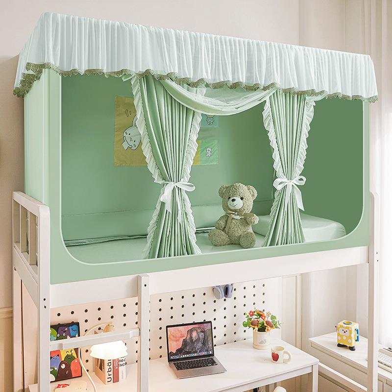 学生宿舍遮光蚊帐三开门坐床一体式防尘床帘床幔蚊帐加厚烤漆支架