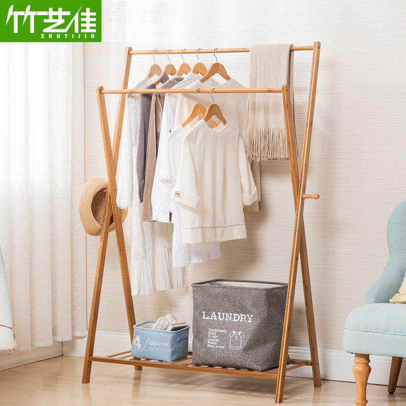 挂衣服的架子落地挂衣架卧室简易现代简约衣帽架韩式家用实木组装