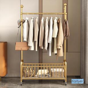 长跃邦家用简易衣架客厅挂衣架落地卧室可移动带轮衣帽架轻奢网红