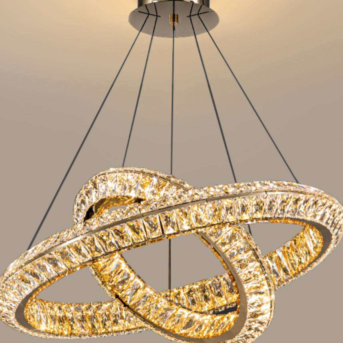 中山新款客厅水晶吊灯卧室轻奢圆形餐厅吊灯环形LED大气书房灯具