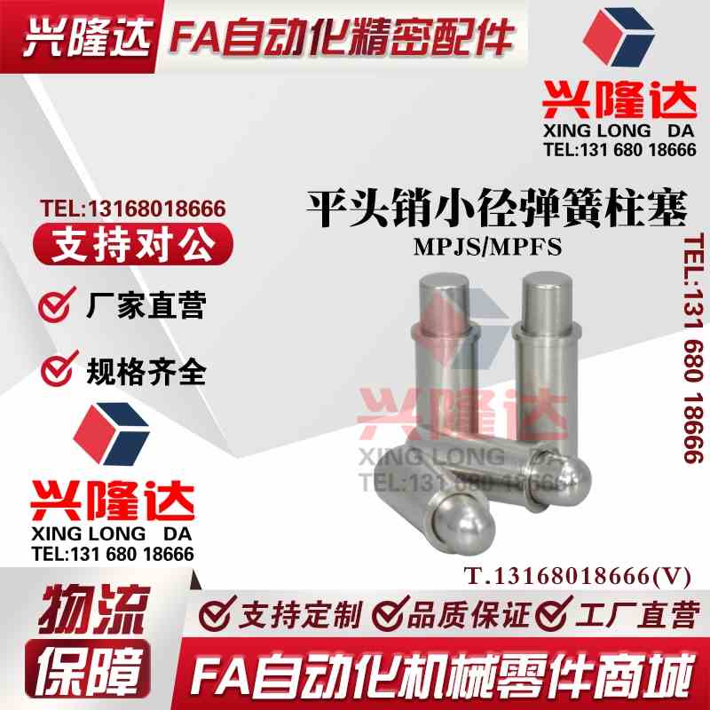 MPJS/MPFS 1.5-1.5 2-1.5 3-3 4-3 5-4 平头销小径弹簧柱塞短型