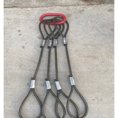 镀锌压制钢丝绳吊索具带钩拖车钢丝绳组合吊具起重工具双腿四腿