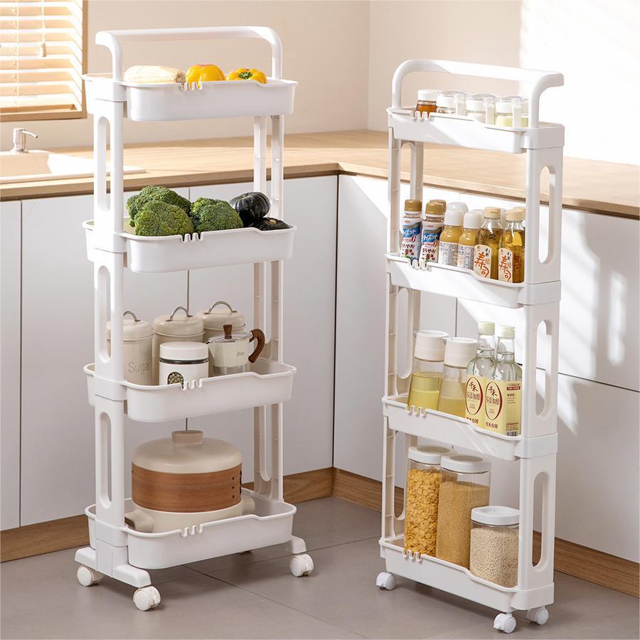厨房夹缝置物架收纳落地多层卫生间冰箱侧多功能窄缝小推车置物架