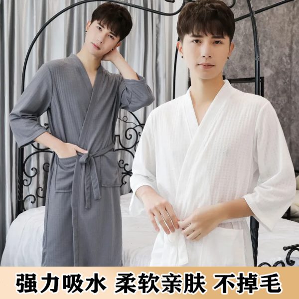 士美容院专用夏季浴巾男专用浴袍男情侣洗澡睡衣式夏款高端女睡袍