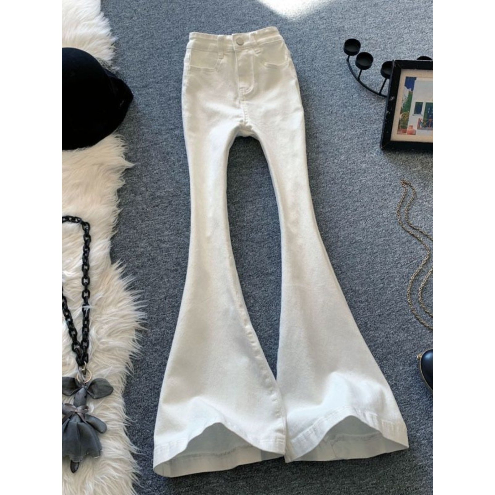 白色喇叭牛仔裤女春夏季2024新款高腰弹力修身显瘦高个子马蹄长裤,女装/女士精品,大码裤装,淘宝优惠券,粉丝福利购,淘宝优惠卷