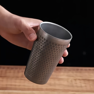 复古锤纹不锈钢随手杯日式简约商用茶杯咖啡杯果汁杯家用便携水杯