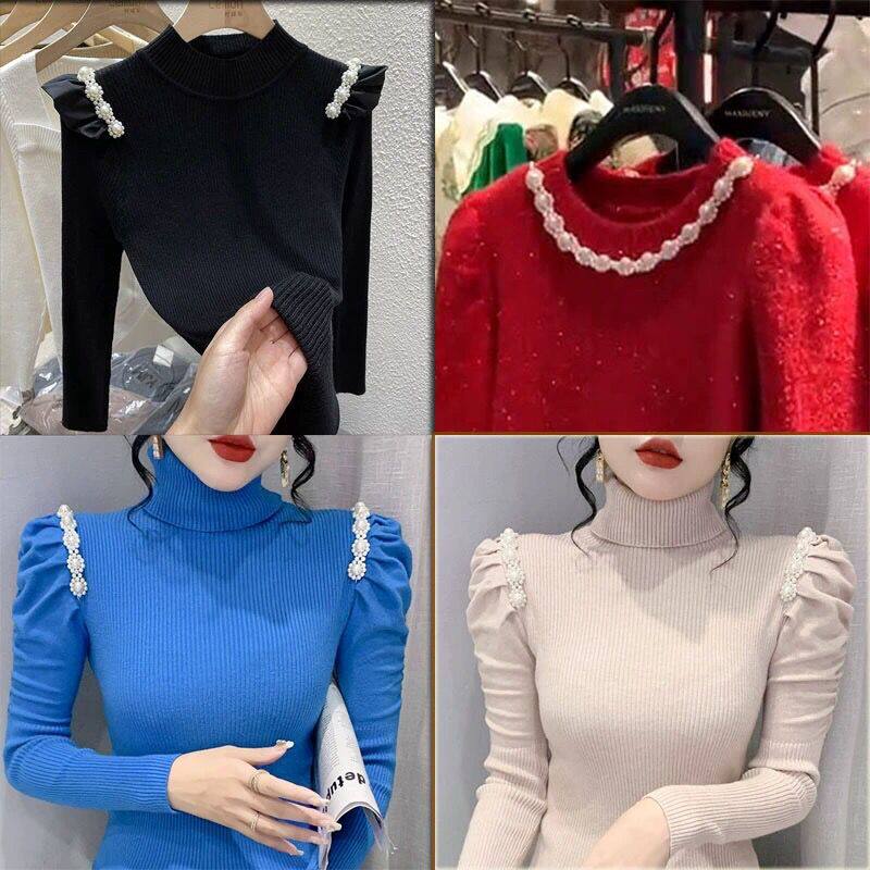 韩版新款服装配饰辅料手工编织高光仿珍珠肩头链衣领肩带链子