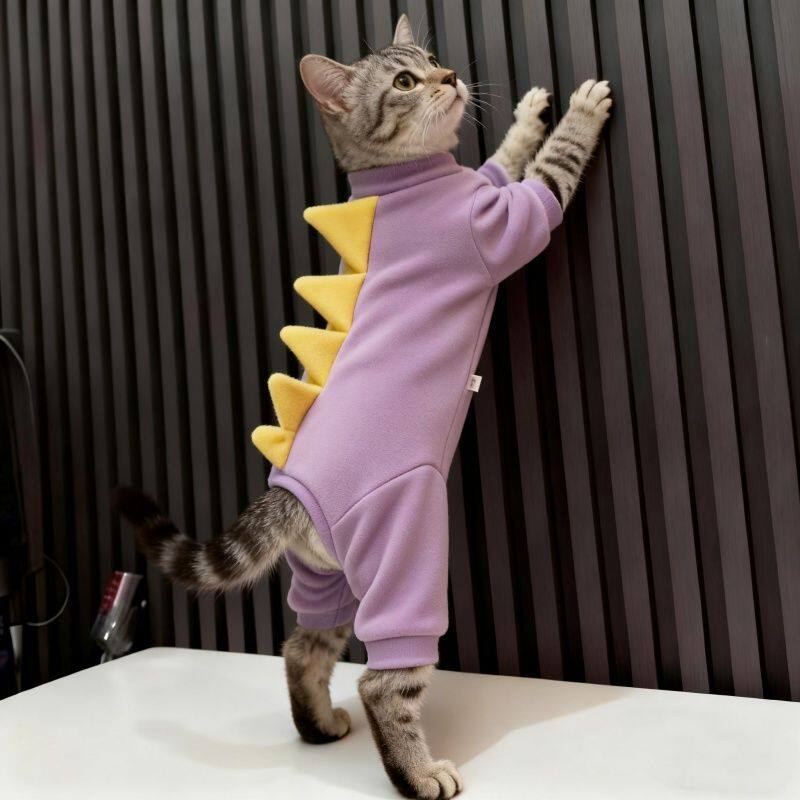 新款四季猫狗宠物衣服小型母狗秋恐龙包肚套装猫狗四脚打底服饰