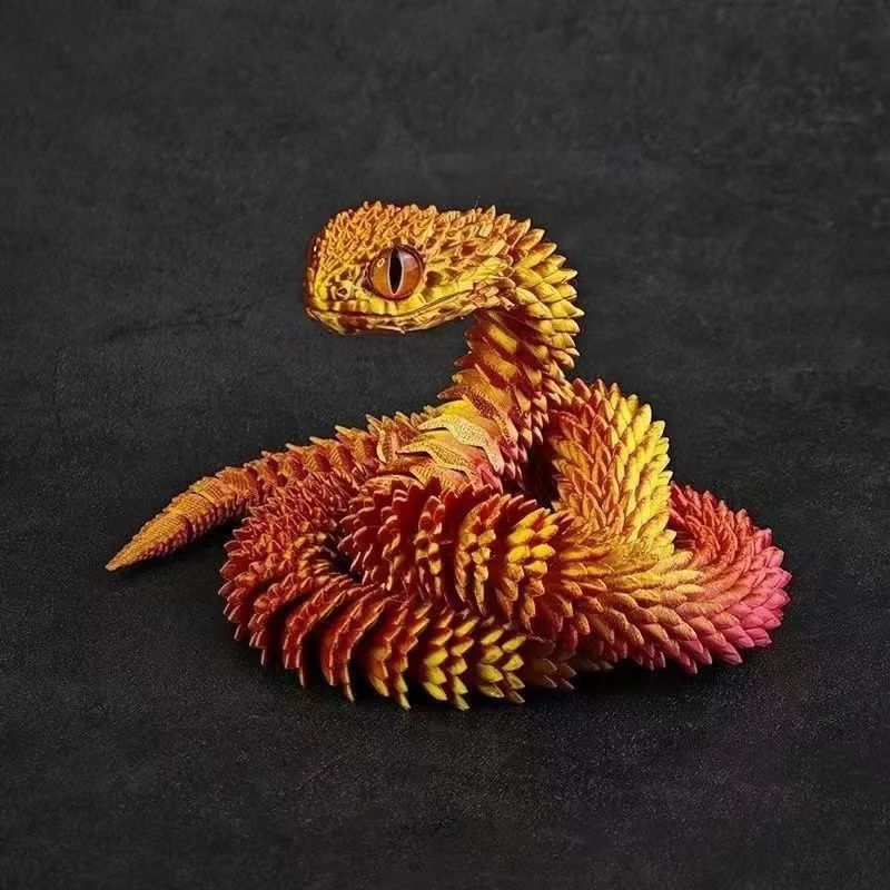 3d打印新款蝰蛇全身关节可动仿真动物模型儿童礼物摆件小青龍白蛇