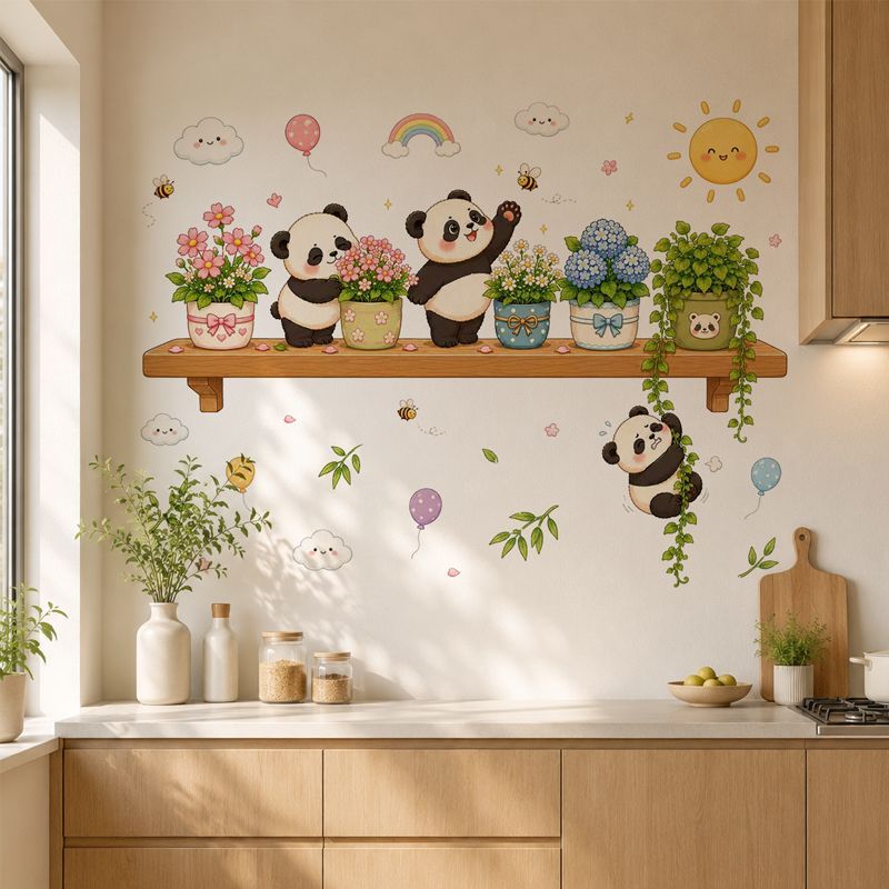 女孩卧房背景自粘贴纸熊猫清新出租屋墙面卡通居家美化装饰件