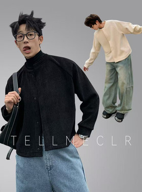 TMC男装圆领夹克针织开衫春季宽松休闲上衣韩系高级感通勤风外套