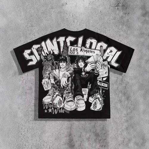 Men Jesus Print Round Neck Knit Tee Regular Casual