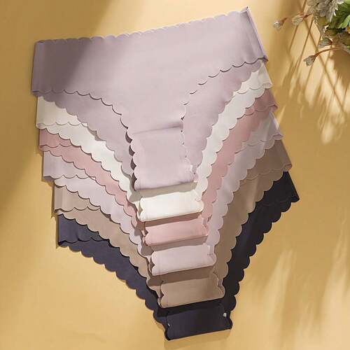 5 Women Seamless Wave Edged Underwear Set Breathable