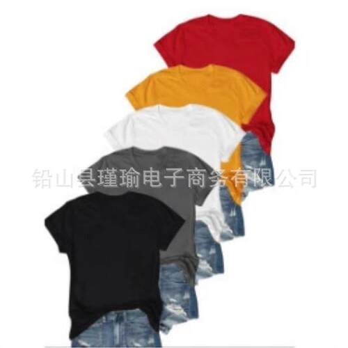 Color Tee Casual Sleeve Fitted Round Neck shirt Summer Women