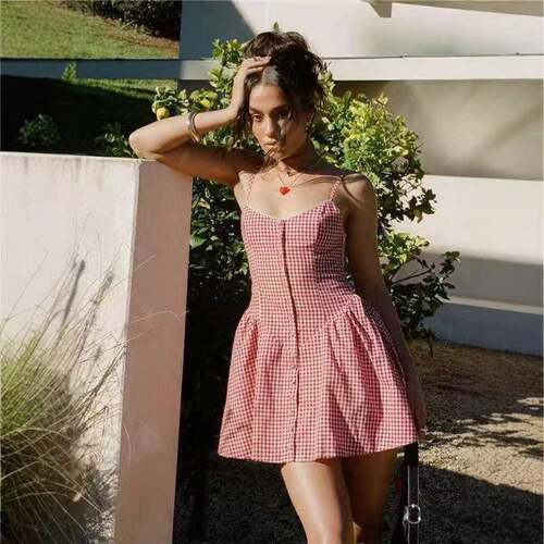 Toulouse Dress Red Gingham Mini