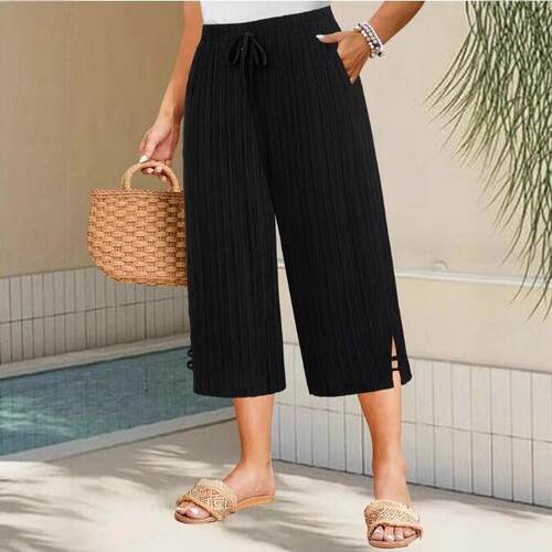 Color Capri Pants Casual Comfy Leg Summer Women Bottoms