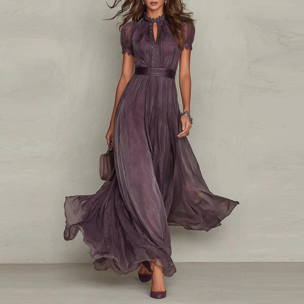 Lace Patchwork Dress Summer Sleeve Maxi Slim Fitting over