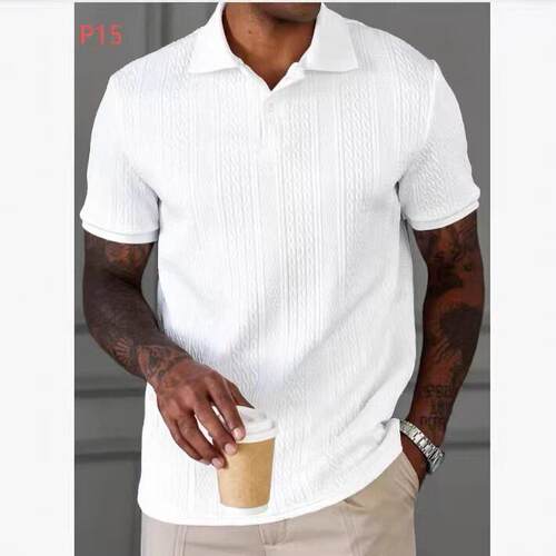 Men polo shirt casual American sleeve jacquard texture color