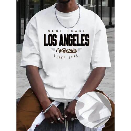 Cotton Short Sleeve T-Shirt Vintage Style West Coast Los