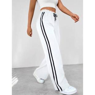 Women Leg Elastic Waist Sweatpants Drawstring Athleisure