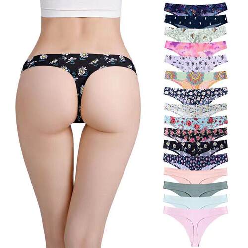 Women Seamless Thong Underwear 5 Line Panties Breathable