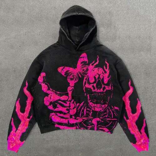 Men's Washed Cotton Cross Print Hoodie with Letter