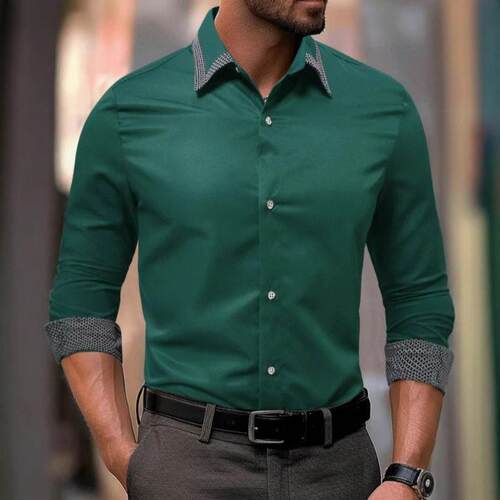 Men's Casual Long Sleeve Shirt, Collared, Classic Design