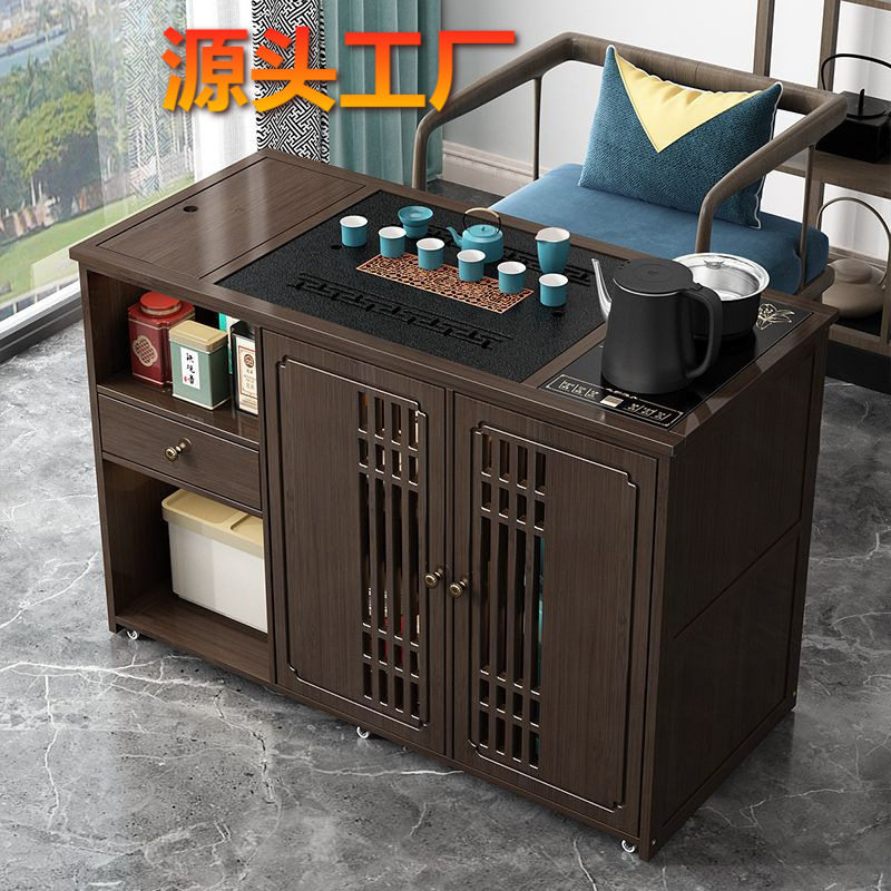 阳台小茶车茶盘烧水壶茶台非实木喝茶茶边几一体套装茶水柜茶具车