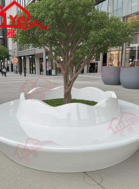 玻璃钢圆形树池坐凳户外防腐耐用多功能绿化设施园林景观座椅花坛