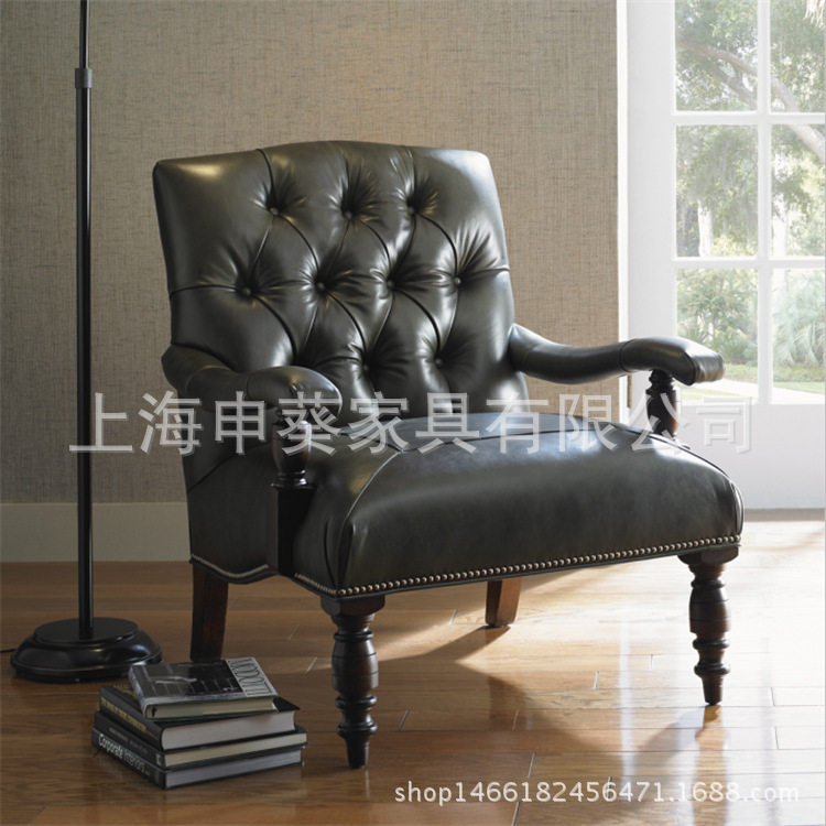 美式沙发真皮单人沙发 进口仿皮老板椅 酒店会所沙发家具批发制作