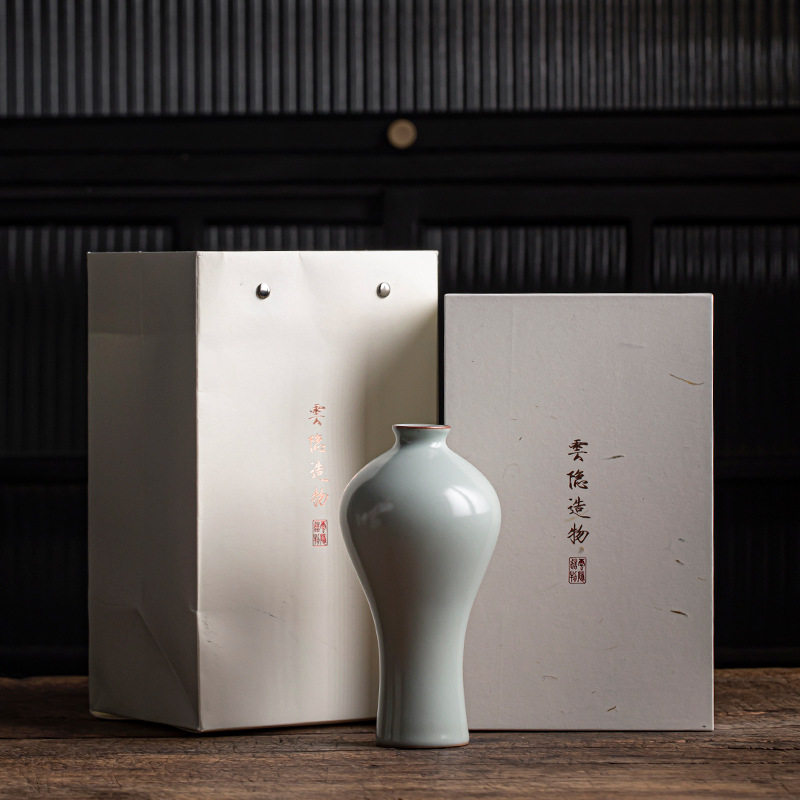 天青汝窑美中式花瓶陶瓷汝瓷花器摆件客厅插花中式花插茶道配件
