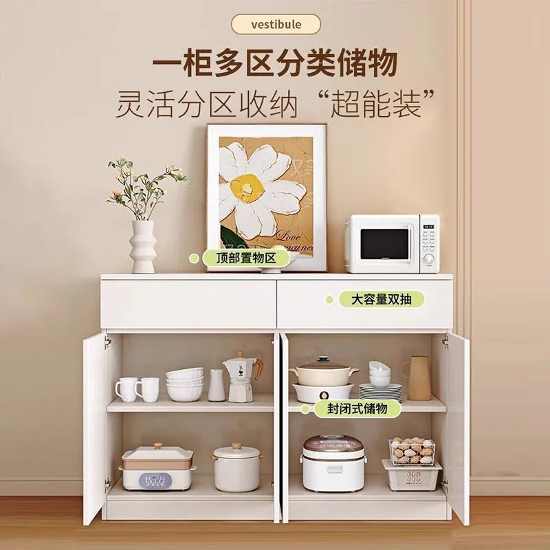 特价餐边柜靠墙一体置物柜厨房橱柜碗柜家用阳台奶油风客厅茶水柜