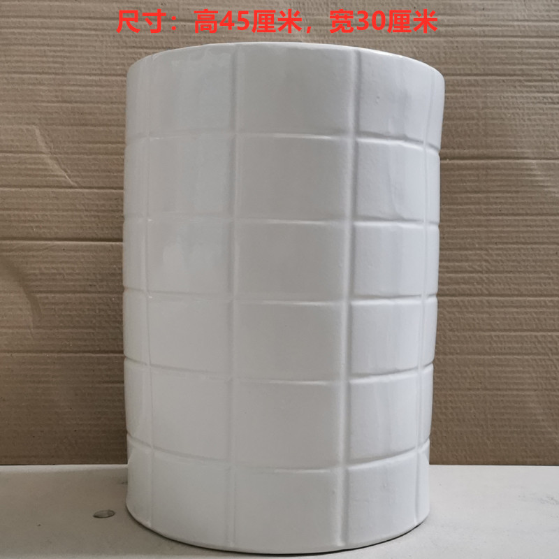 现代中式瓷墩户外花园复古陶瓷鼓凳子金银色雕花圆凳镂空圆柱坐墩