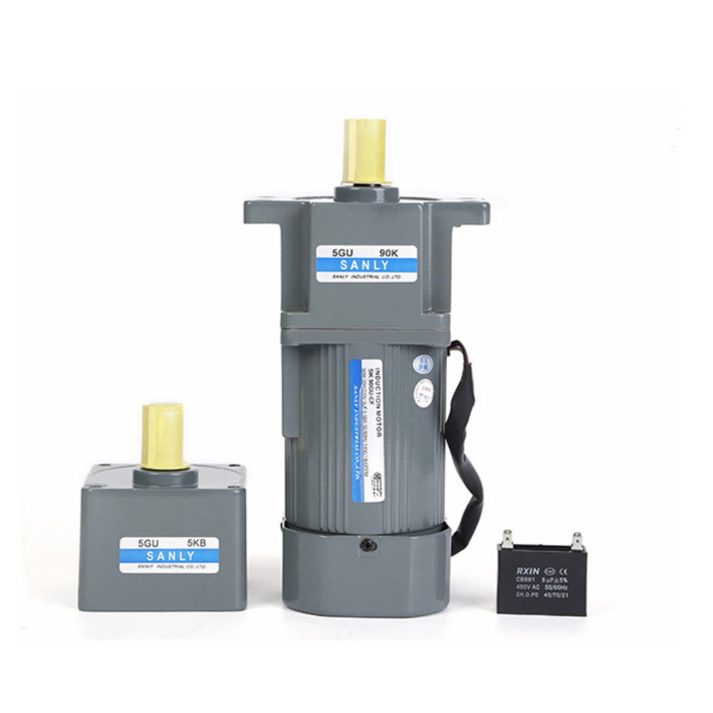 90W15轴微型单相电容电机感应式定速调速马达配减速箱调速器刹车