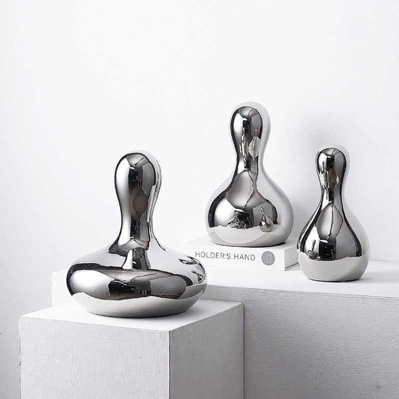 现代简约水滴陶瓷摆件卧室客厅样板房电视柜酒柜桌面家居装饰品