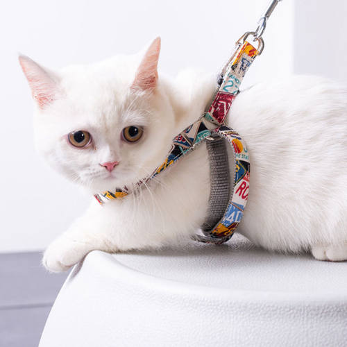 猫咪牵引绳波西米亚可调节防挣脱安全绳发宠物及园艺及用品猫猫