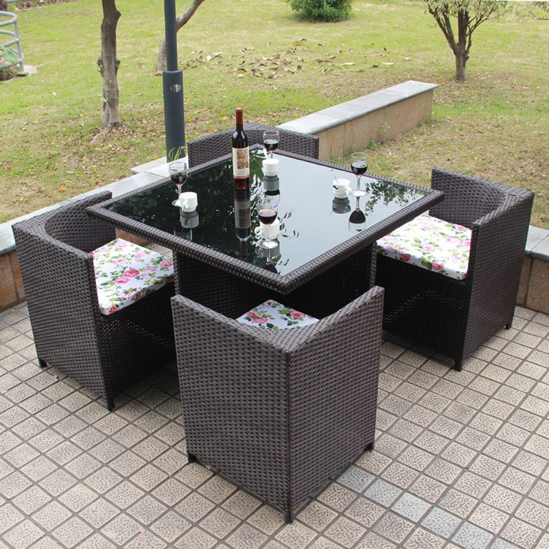 藤椅茶几五件套组合户外阳台花园藤编桌椅仿藤酒吧休闲椅套装