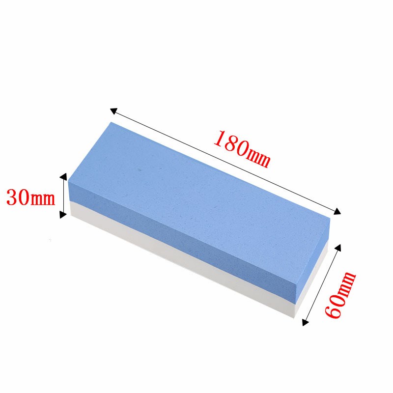 家用厨房白刚玉磨刀石1000/6000油石蓝白双面磨石竹底座套装