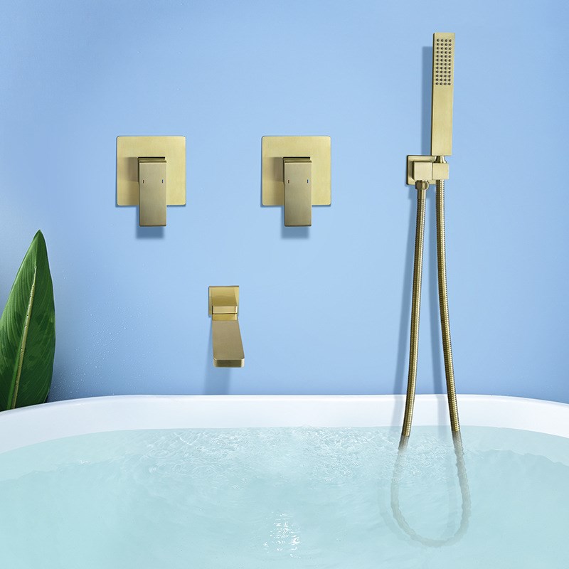 暗装全铜家用入墙式浴缸龙头缸边式水龙头简易淋浴花洒套装AL3008