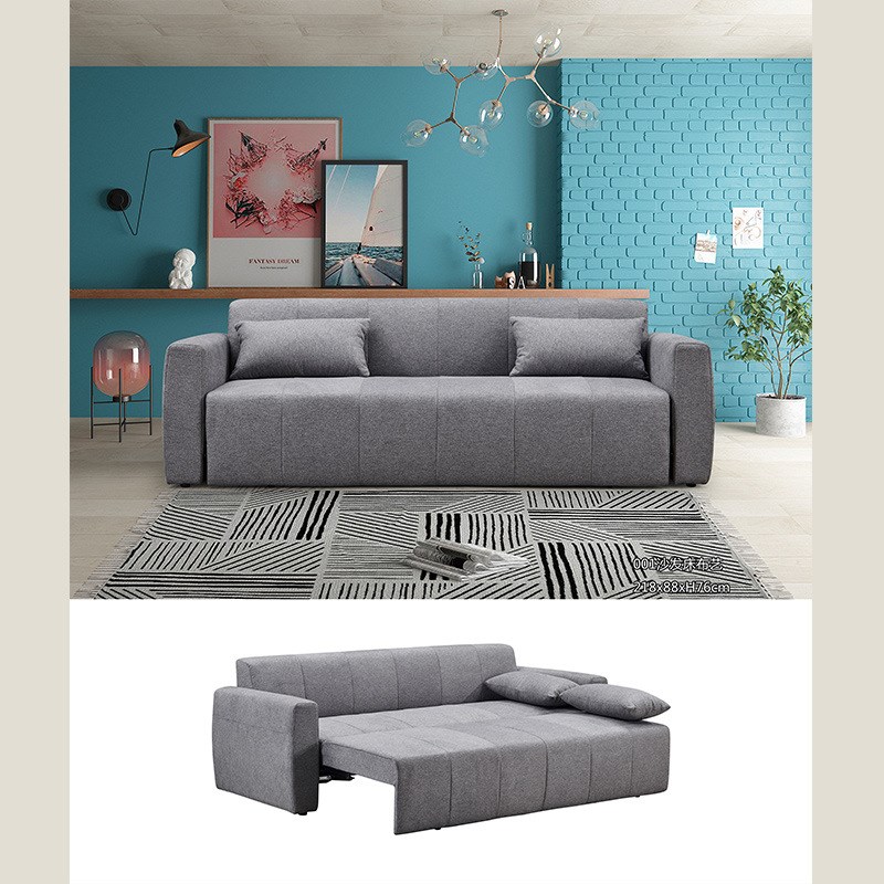 现代多功能沙发客厅三人位靠头可调节智能功能沙发床布艺皮艺