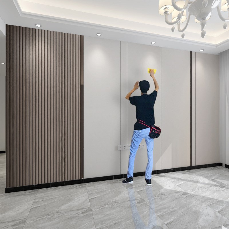 3d客厅电视背景墙壁画轻奢网红直播间墙布壁纸自粘格栅无缝壁布