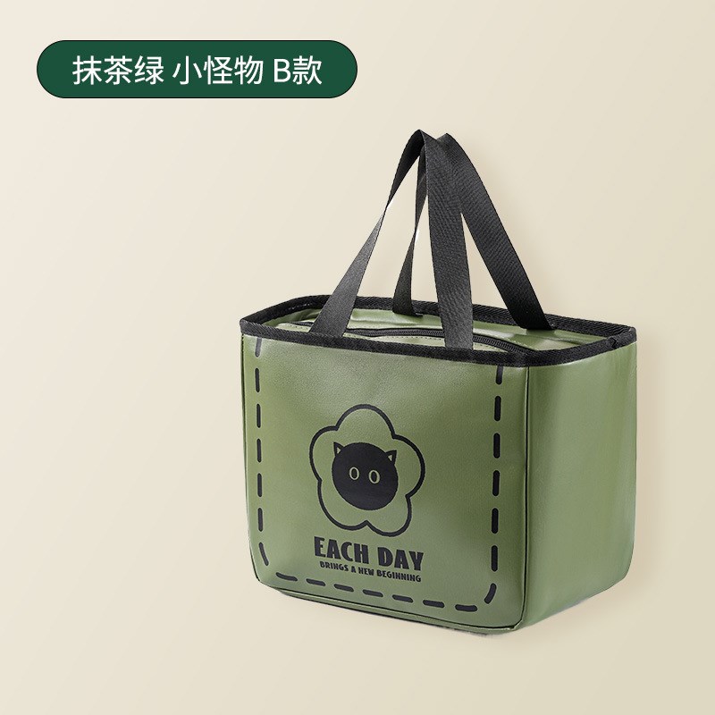 简约高级感可爱皮包饭盒包大容量便当保温袋上班族装饭带饭手提包