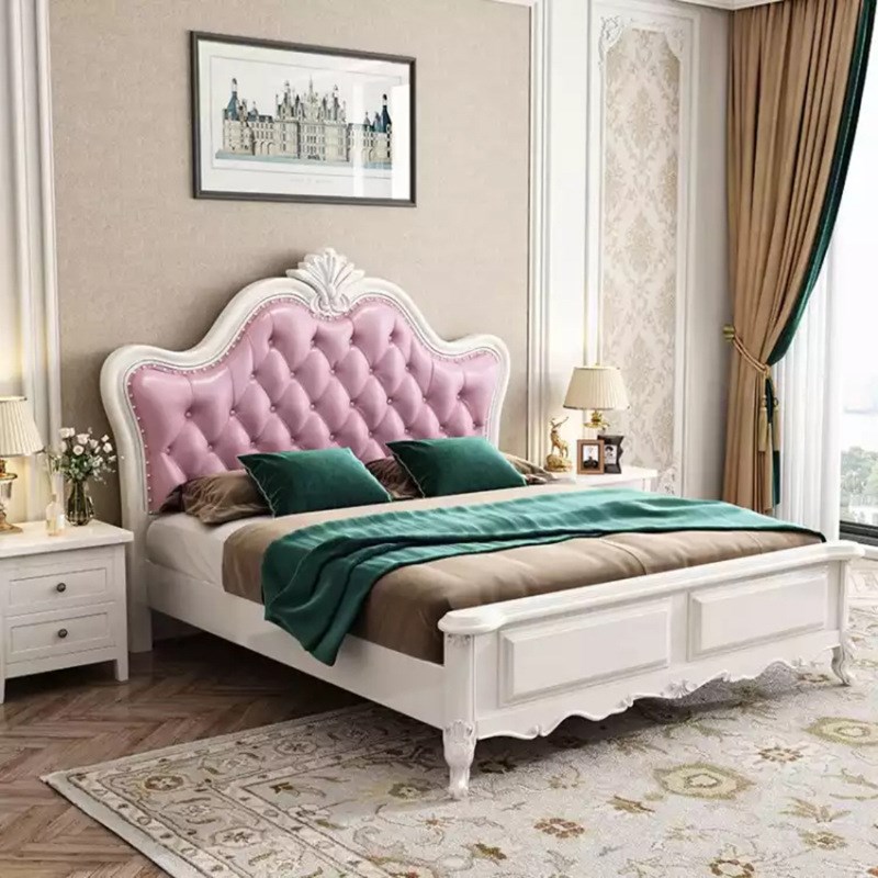白色欧式实木床1.8m双人床轻奢现代简约主卧美式软包公主床储物床