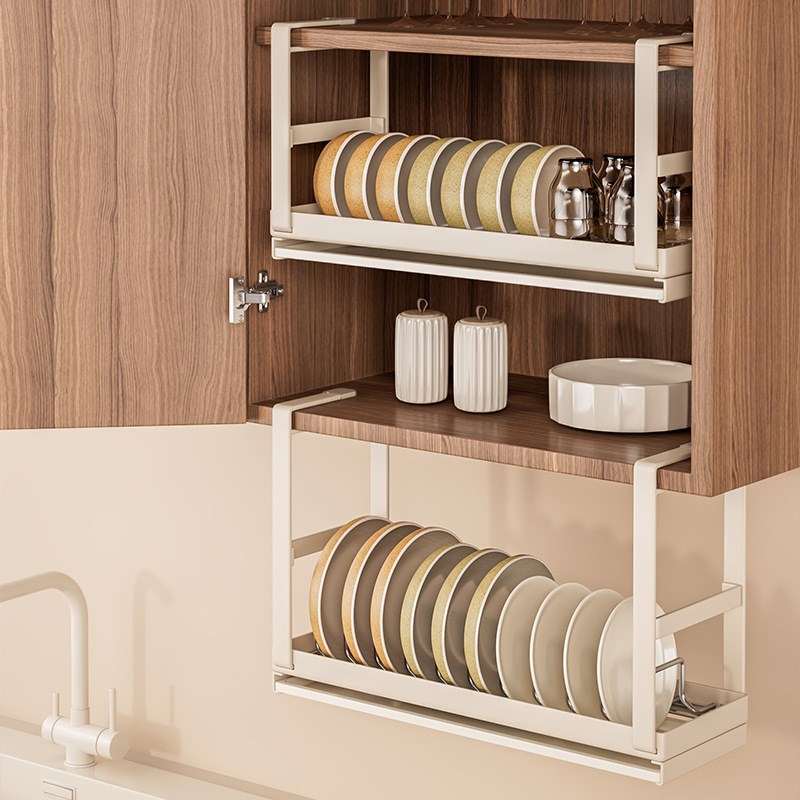 厨房悬挂碗架橱柜下碗碟置物架碗盘收纳架洗水池水槽上放碗沥水架