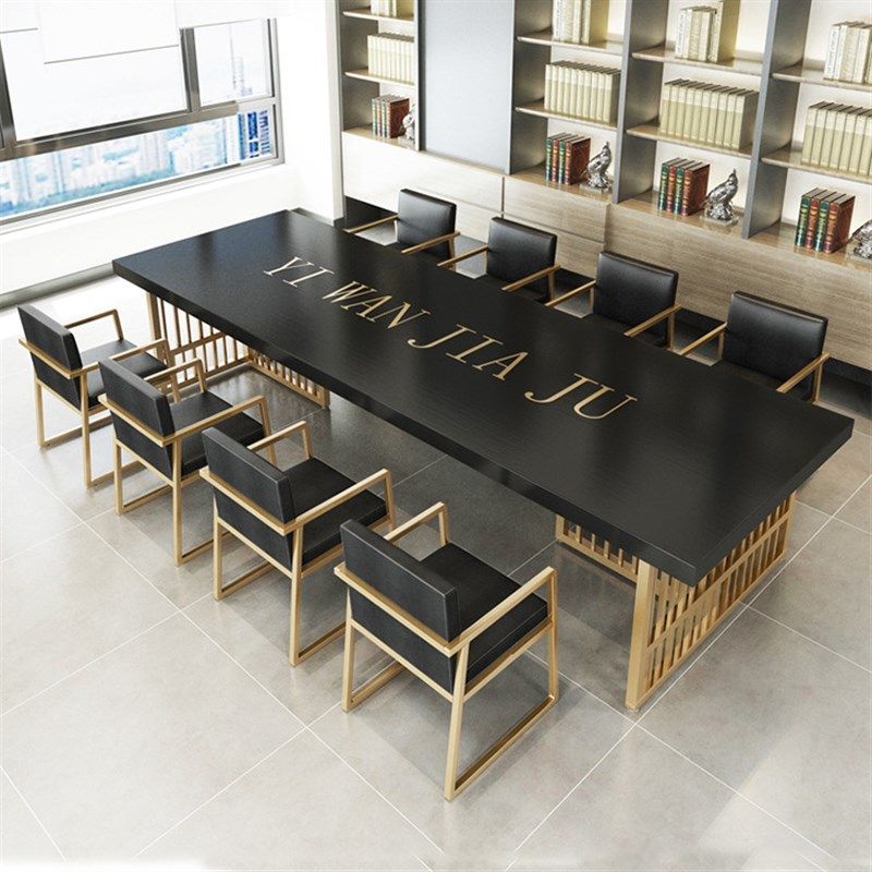 简约现代轻奢时尚网红实木公司会议桌椅个性创意职员多人办公桌