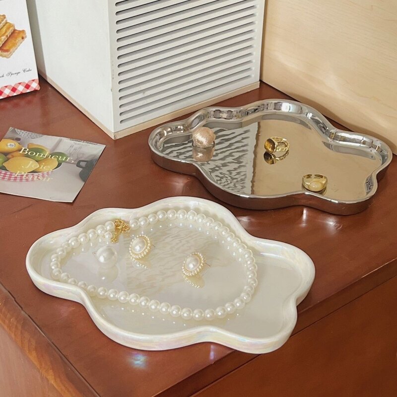 玄关钥匙收纳陶瓷托盘香薰蜡烛摆放盘首饰饰品展示收纳盘
