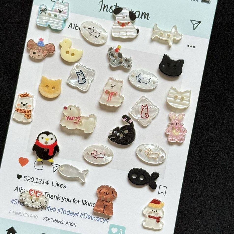 DIY 手作卡通异形动物纽扣幼儿园娃衣缝纫可爱装饰小扣子配件