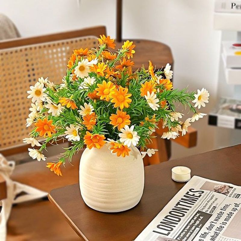 小雏菊仿真花假花摆设客厅餐桌玄关电视柜斗柜绢花花艺摆件