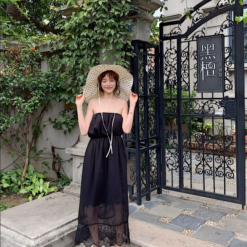 可折叠日系波点大檐女帽春夏出游优雅遮脸护颈透气防晒遮阳帽子
